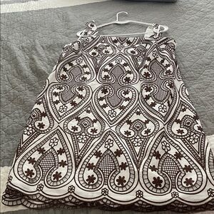 Talbots White Dress with Brown Geometric Design